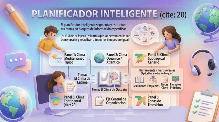 Pianificatore Intelligente EstudiaFacil: blocchi di studio organizzati per giorno